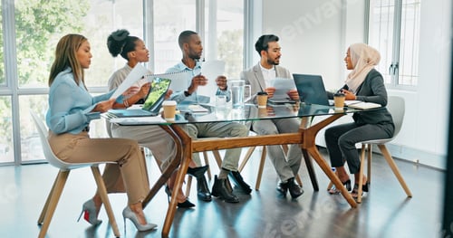 Preview: Business people, meeting and planning for strategy, brainstorming or schedule in the boardroom. Gro