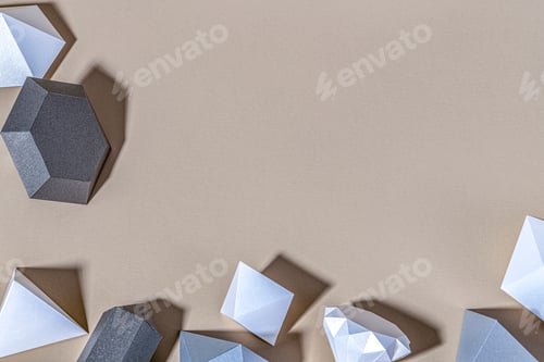 Preview: 3D geometric shapes on a beige background