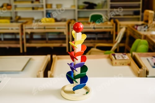 Preview: Toys and materials montessori in a classroom of a school for children