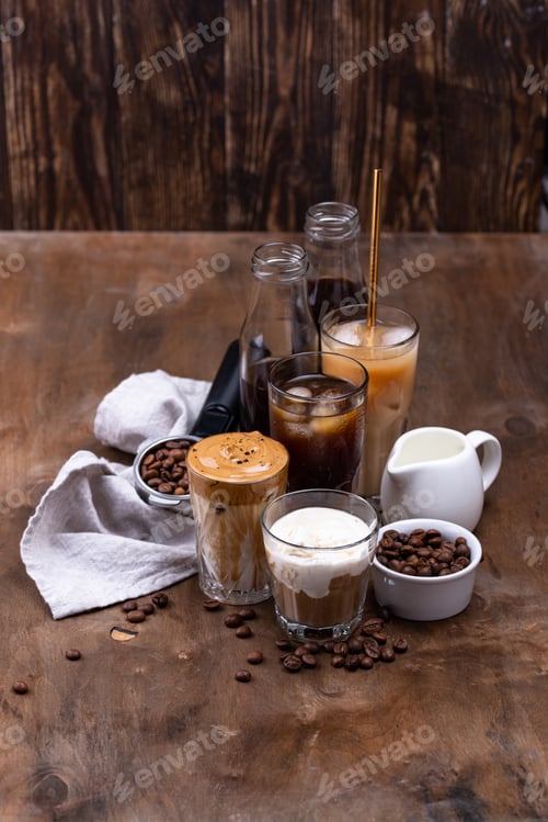 Preview: Different trendy cold coffee drink