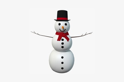 Preview: Snowman with hat and scarf, upright pose