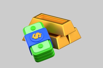 Preview: Cartoon cash and gold bars