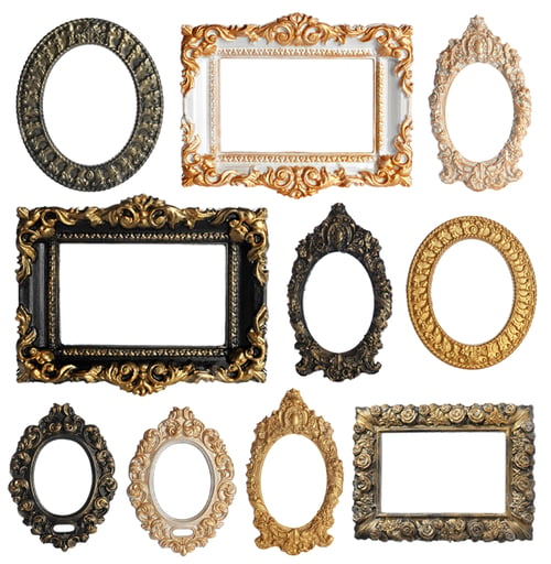 Preview: Set of different old fashioned frames on white background