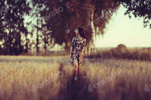 Preview: Woman Field Italian Style Sunset