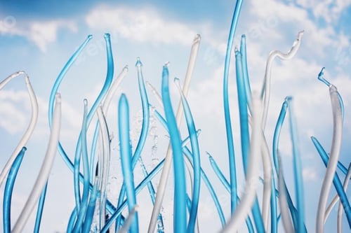 Abstract Blue and White Shapes Against a Sky