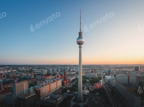 Preview: Aerial view of Berlin with Berlin Television Tower (Fernsehturm) - Berlin, Germany