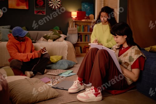 Preview: Studying Together in Cozy Study Room Lit by Warm Lamps