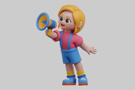 Preview: Cartoon girl with megaphone object
