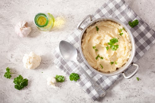 Preview: mashed cauliflower with butter. ketogenic paleo diet side dish