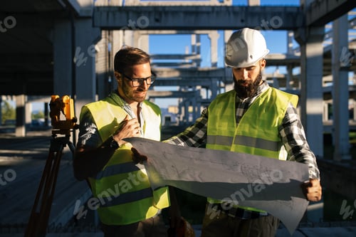 Preview: Construction concept of engineer and architect working at construction site