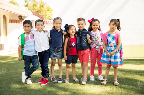 Preview: Group of preschoolers hanging out outdoors