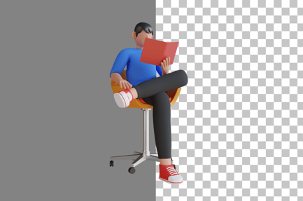Preview: Character Reading Book 3D Illustration