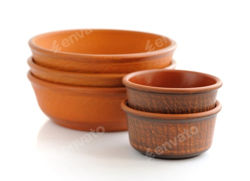 Preview: Ceramic dishes on white background