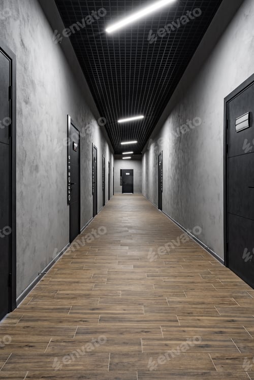 Preview: Long empty hall in new business office