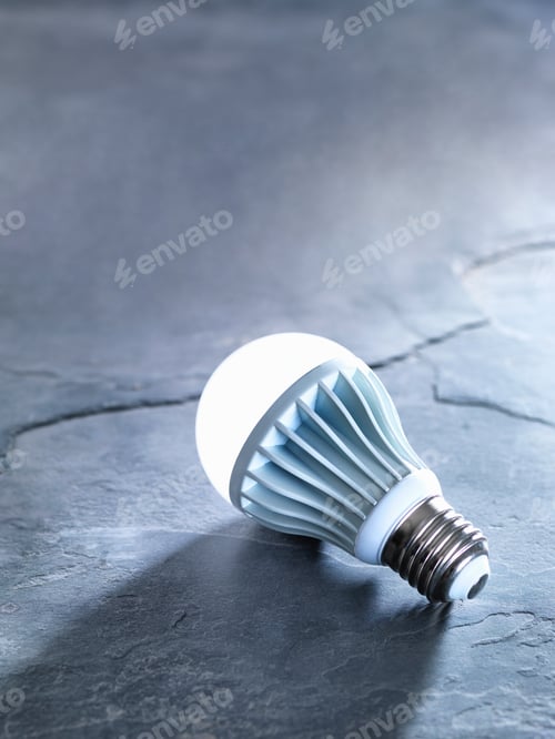 Preview: LED energy efficient light bulb, illuminated