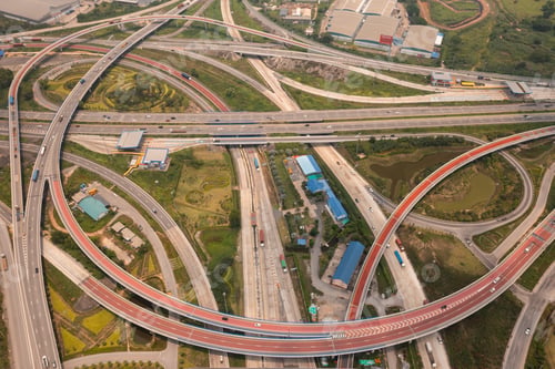 Preview: Road roundabout with car lots highway in Bangkok,Thailand. street large beautiful downtown