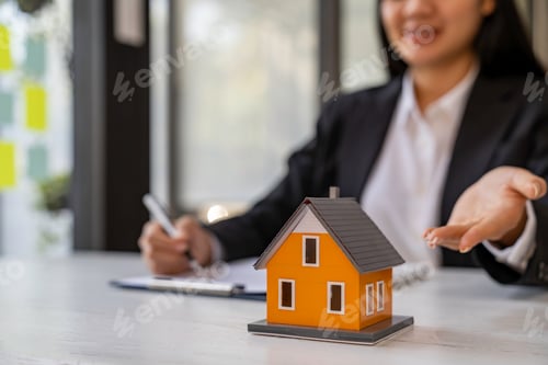 Preview: Business Signing and analyzing a contract buy - sell house, insurance agent analyzing cost about hom