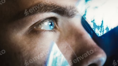 Preview: eyes look through astronaut helmet