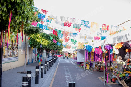 Preview: Vibrant street decorations for the Day of the Dead in Tlaquepaque, Mexico.