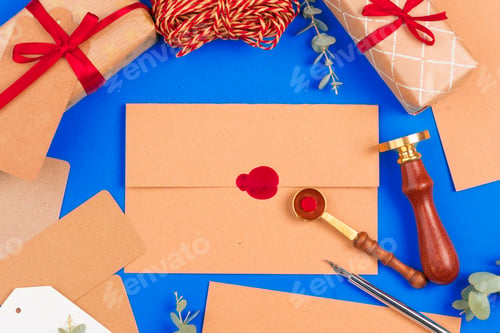 Preview: Vintage letter with red seal stamp close up