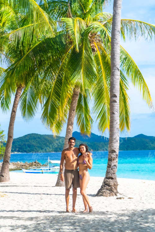 Preview: Tourists enjoying tropical vacation on malcapuya island, coron, philippines