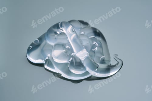 Preview: Texture of cosmetic hyaluronic gel or gel lubricant on a green background.