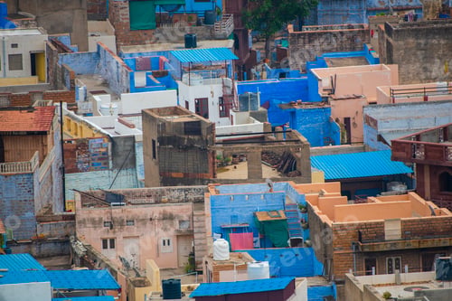 Preview: Aerial view of Jodhpur Blue City. Jodphur, Rajasthan, India