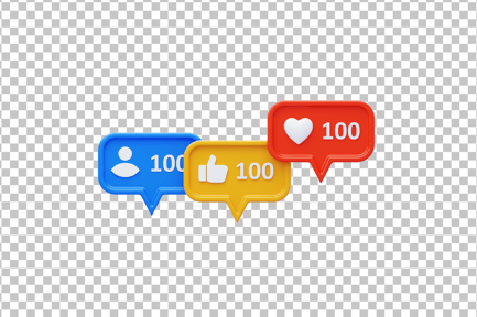 Preview: Increasing Count in Social Media 3D Icon