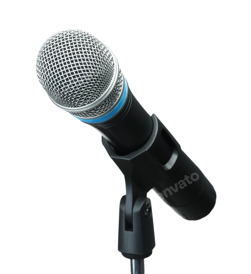 Preview: Stand with microphone isolated on white. Musical equipment