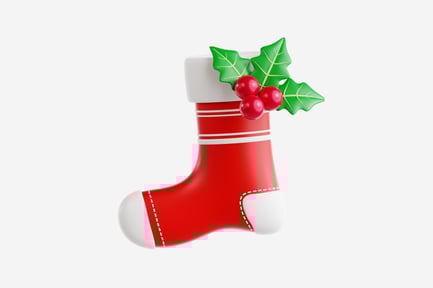 Preview: 3D Christmas Stocking with Mistletoe Decoration