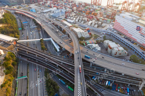 Preview: Kwai Tsing, Hong Kong, 14 February 2019:- Container Terminals and city traffic in Hong Kong