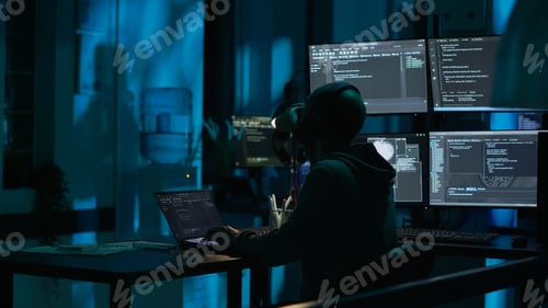 Preview: Software engineer yawning and feeling tired late at night