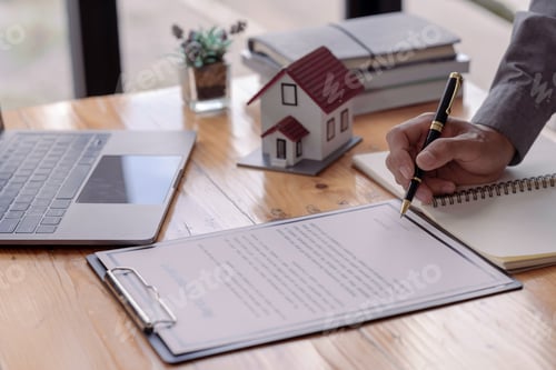 Preview: Rental agreement, Real estate agent working sign agreement document contract for home loan insurance