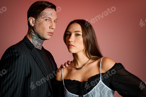 Preview: A striking young couple showcases their fashion and charisma in a vibrant setting together