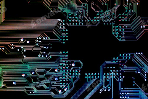 Preview: Background with a printed circuit board. The concept of modern technologies.