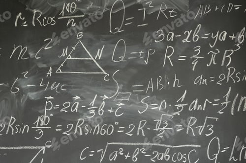 Preview: math formulas on black board