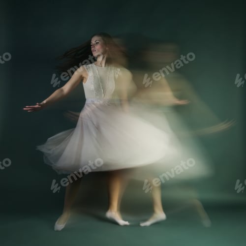 Preview: Ballet dancer woman in motion blur, ballerina