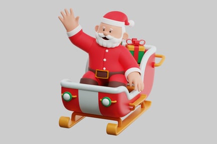 Preview: Friendly santa in sleigh asset