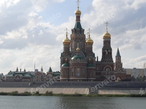 Preview: Yoshkar-ola. city in Russia on the banks of the Volga. travel concept. cathedrals church