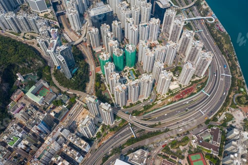 Preview: Tai Koo, Hong Kong 19 March 2019: Top view of Hong Kong city