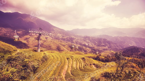 Preview: Cable car above the Longji Rice terraces, China.