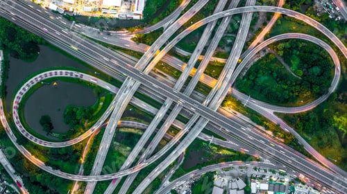Preview: Aerial view elevated road and traffic junctions, Modern construction design traffic ways traffic.