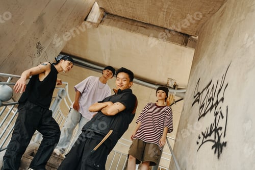 Preview: Group of Friends Hanging Out in Urban Environment