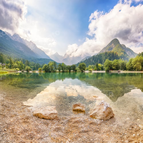 Preview: Incredible landscape on Jasna lake with beautiful reflections of the mountains.