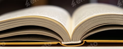 Preview: Open book close up. One book is yellow.