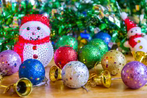 Preview: Christmas decoration on wooden table.