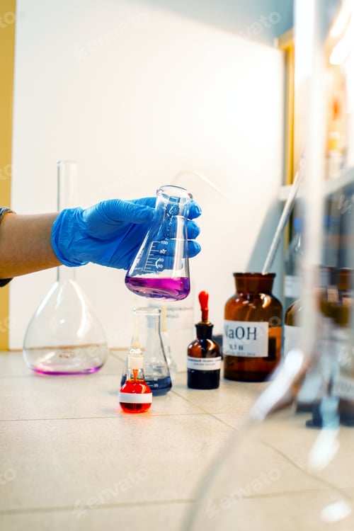 Preview: Laboratory experiment involving colorful chemical reactions in a research setting during a daytime