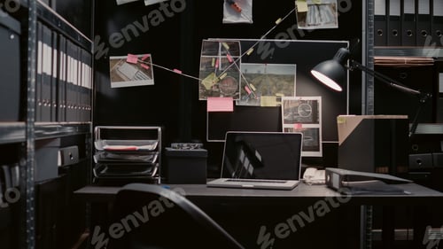 Preview: Empty incident room equipped with evidence board