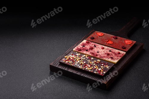 Preview: Bar sweet craft artisan chocolate with dried fruits made at home. Craft chocolate