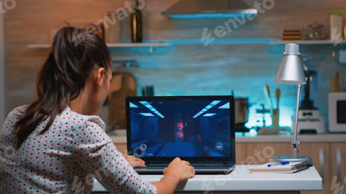Preview: Woman gamer testing new game from home